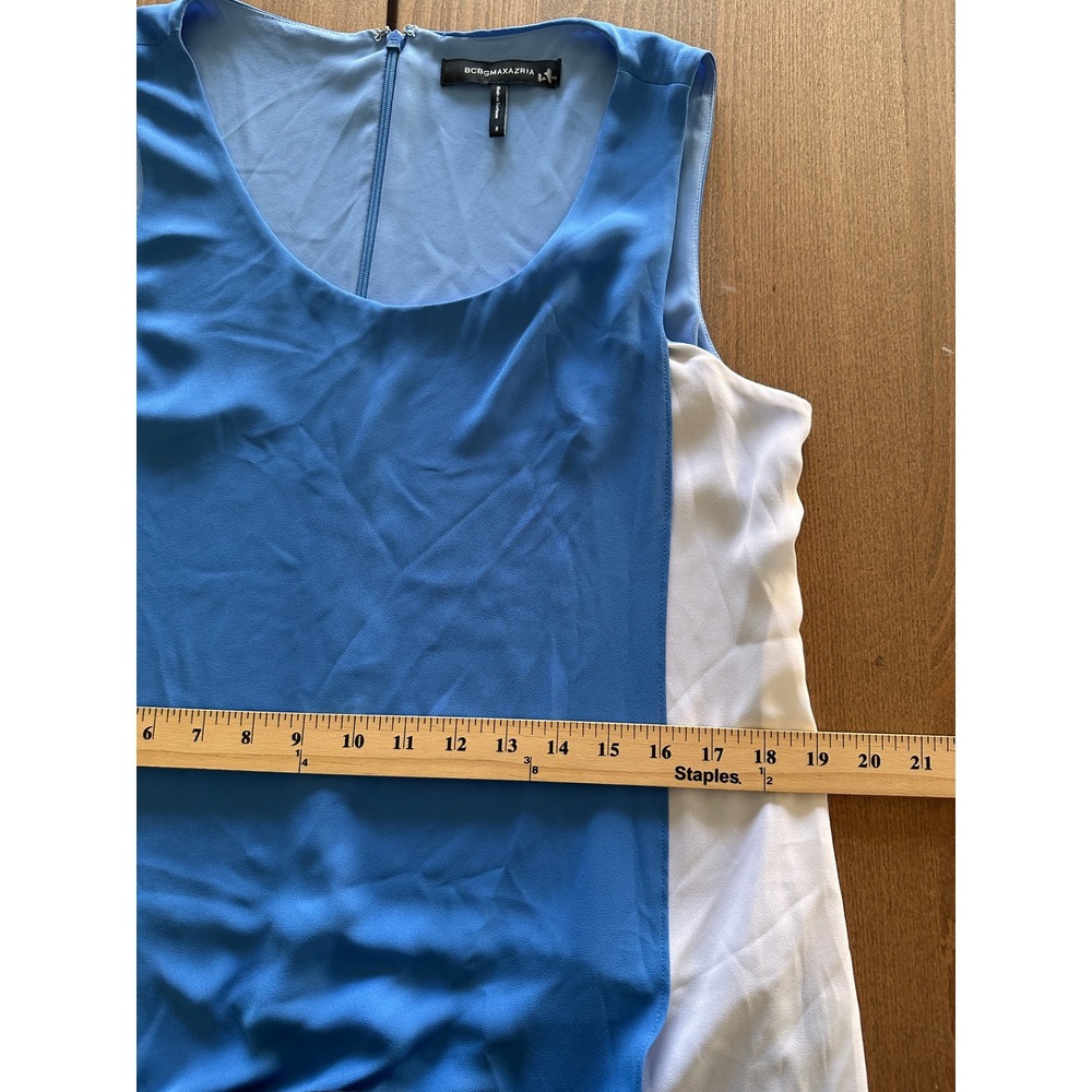 BCBGMAXAZRIA Womens Haley Tank Blue White Colorblock Tiered Dress Size 8 - Picture 8 of 9